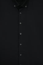 Siyah Uzun Kol Regular Fit Düğmeli Yaka Desenli Pamuk Gömlek