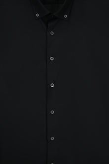 Siyah Uzun Kol Regular Fit Düğmeli Yaka Desenli Pamuk Gömlek