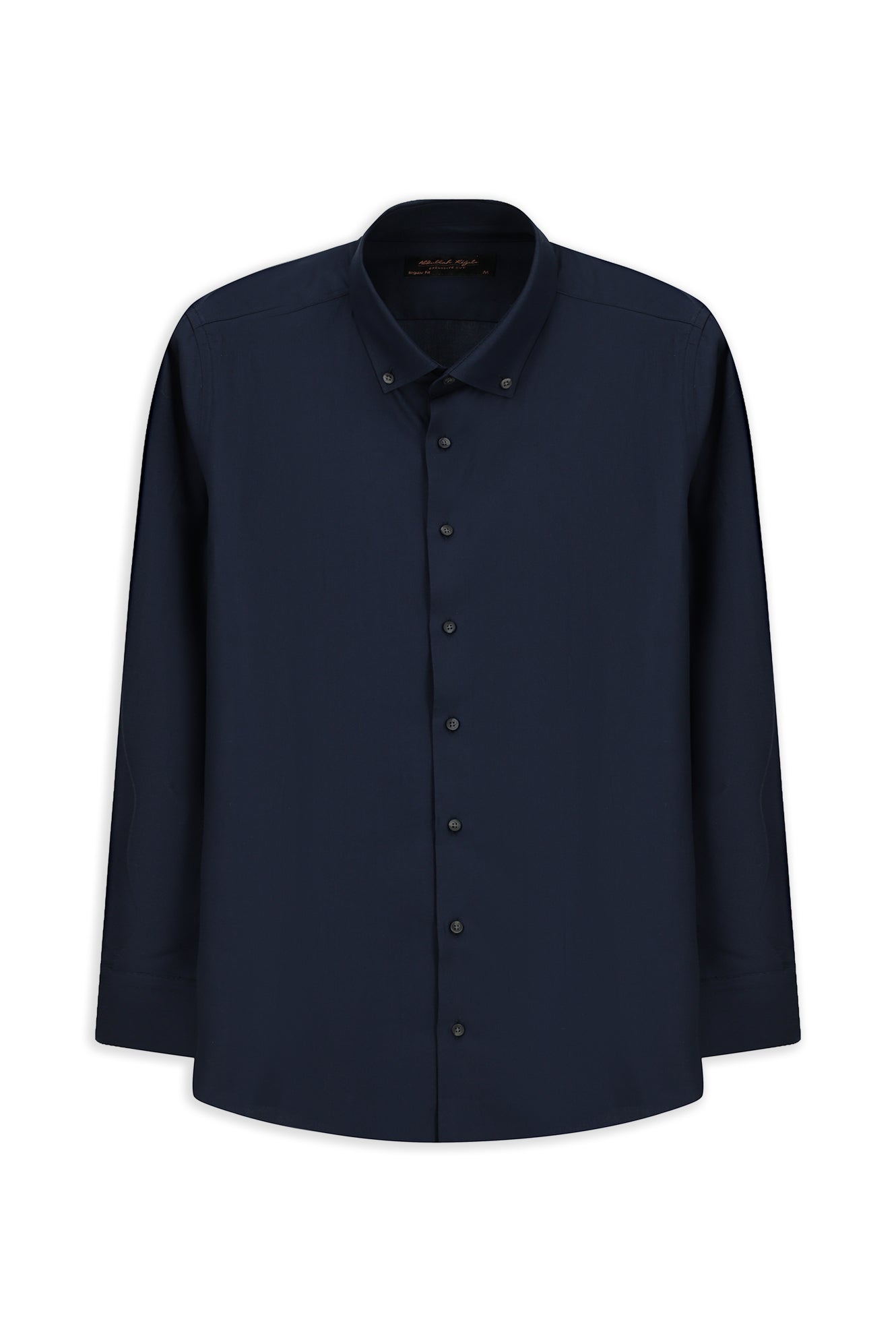 Koyu Lacivert Uzun Kol Regular Fit Düğmeli Yaka Desenli Pamuk Gömlek