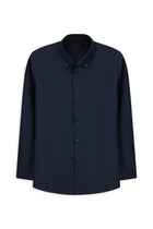 Koyu Lacivert Uzun Kol Regular Fit Düğmeli Yaka Desenli Pamuk Gömlek