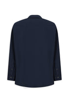 Koyu Lacivert Uzun Kol Regular Fit Düğmeli Yaka Desenli Pamuk Gömlek