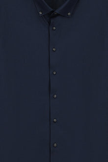 Koyu Lacivert Uzun Kol Regular Fit Düğmeli Yaka Desenli Pamuk Gömlek