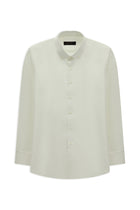 Beyaz Uzun Kol Regular Fit Düğmeli Yaka Desenli Pamuk Gömlek