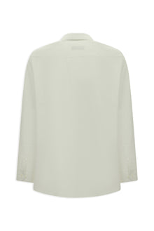 Beyaz Uzun Kol Regular Fit Düğmeli Yaka Desenli Pamuk Gömlek