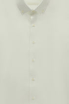 Beyaz Uzun Kol Regular Fit Düğmeli Yaka Desenli Pamuk Gömlek