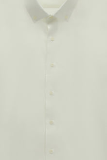 Beyaz Uzun Kol Regular Fit Düğmeli Yaka Desenli Pamuk Gömlek