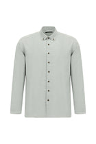 Açık Gri Uzun Kol Regular Fit Düğmeli Yaka Pamuklu Lyocell İtalyan Gömlek