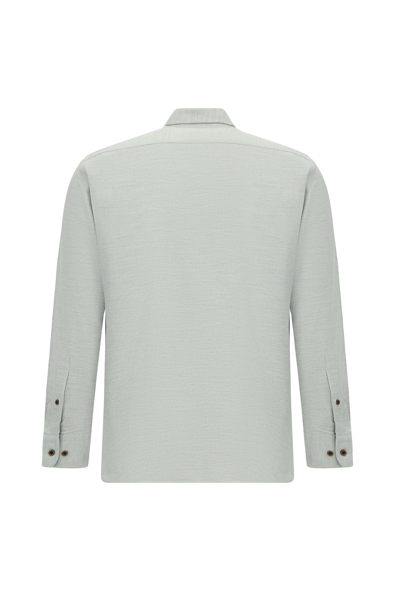 Açık Gri Uzun Kol Regular Fit Düğmeli Yaka Pamuklu Lyocell İtalyan Gömlek