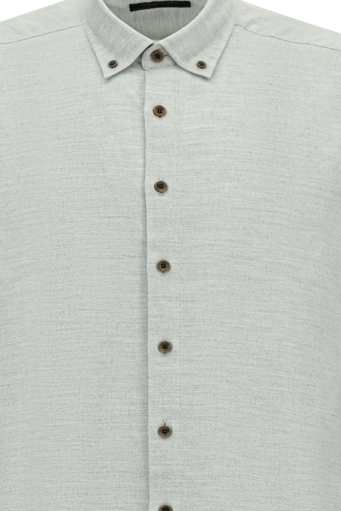 Açık Gri Uzun Kol Regular Fit Düğmeli Yaka Pamuklu Lyocell İtalyan Gömlek