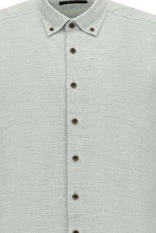 Açık Gri Uzun Kol Regular Fit Düğmeli Yaka Pamuklu Lyocell İtalyan Gömlek
