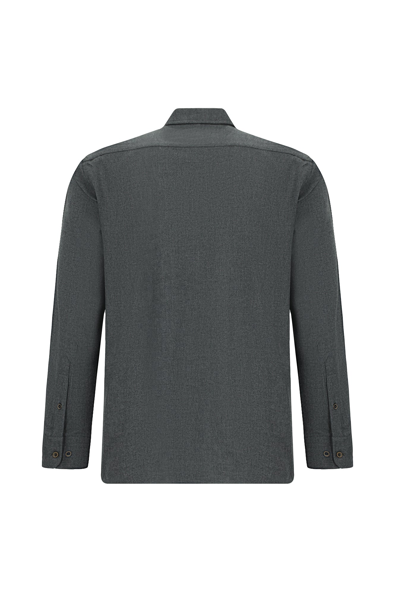 Koyu Füme Uzun Kol Regular Fit Düğmeli Yaka Pamuklu Lyocell İtalyan Gömlek