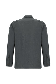 Koyu Füme Uzun Kol Regular Fit Düğmeli Yaka Pamuklu Lyocell İtalyan Gömlek