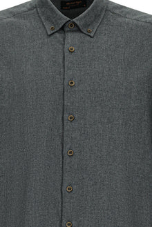 Koyu Füme Uzun Kol Regular Fit Düğmeli Yaka Pamuklu Lyocell İtalyan Gömlek
