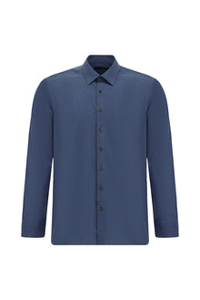 Koyu Lacivert Uzun Kol Regular Fit İtalyan Pamuk Gömlek