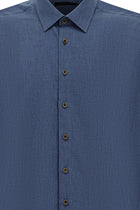Koyu Lacivert Uzun Kol Regular Fit İtalyan Pamuk Gömlek