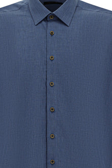 Koyu Lacivert Uzun Kol Regular Fit İtalyan Pamuk Gömlek