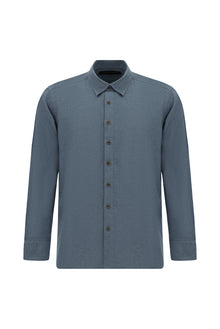 Orta Lacivert Uzun Kol Regular Fit İtalyan Pamuk Gömlek