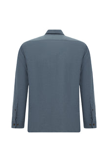 Orta Lacivert Uzun Kol Regular Fit İtalyan Pamuk Gömlek