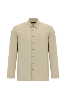 Orta Bej Uzun Kol Regular Fit İtalyan Pamuk Gömlek