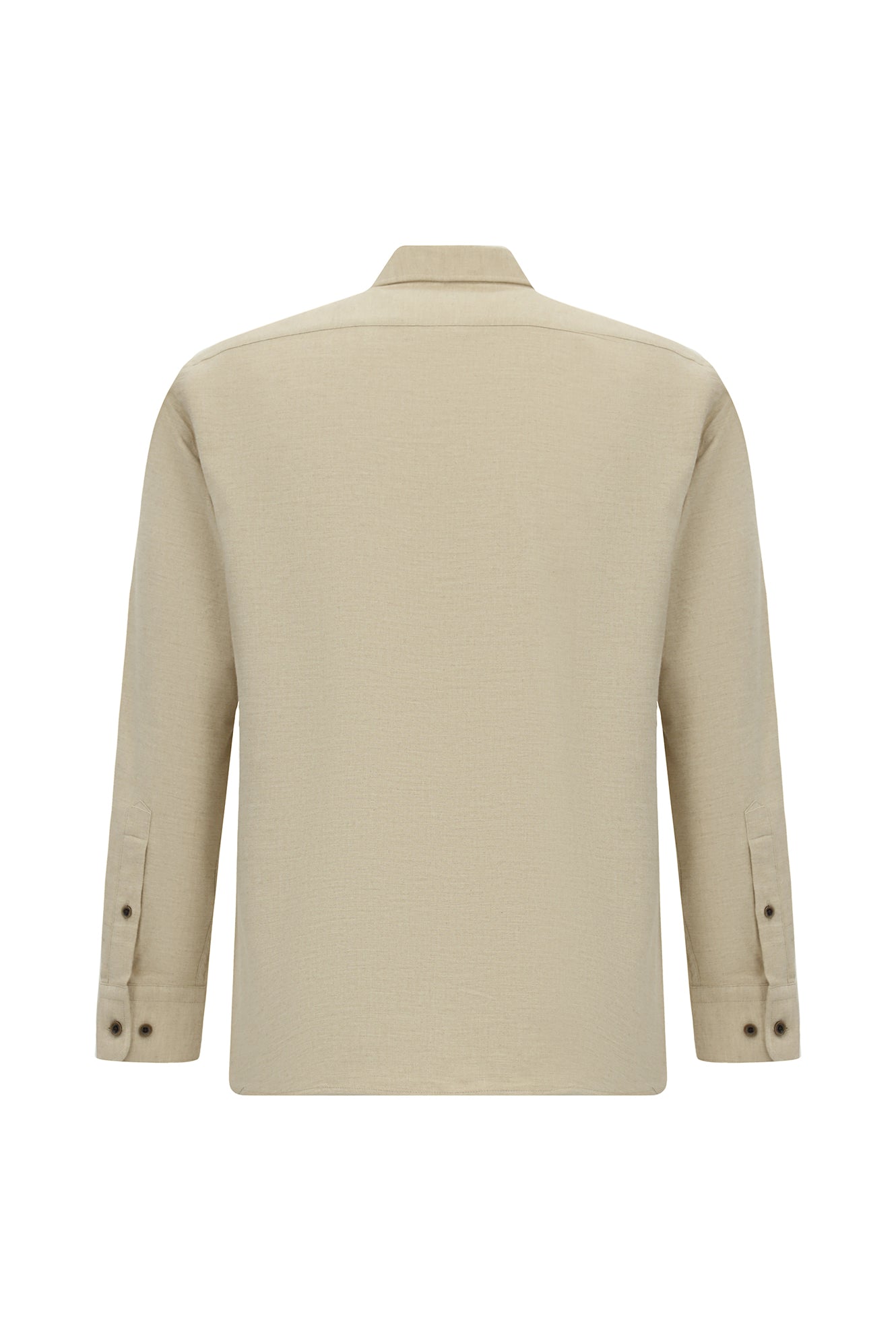 Orta Bej Uzun Kol Regular Fit İtalyan Pamuk Gömlek