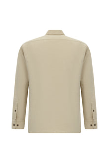 Orta Bej Uzun Kol Regular Fit İtalyan Pamuk Gömlek