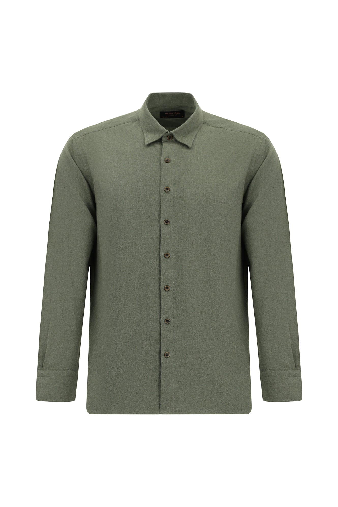 Orta Haki Uzun Kol Regular Fit İtalyan Pamuk Gömlek