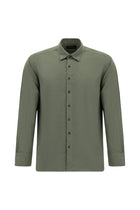 Orta Haki Uzun Kol Regular Fit İtalyan Pamuk Gömlek