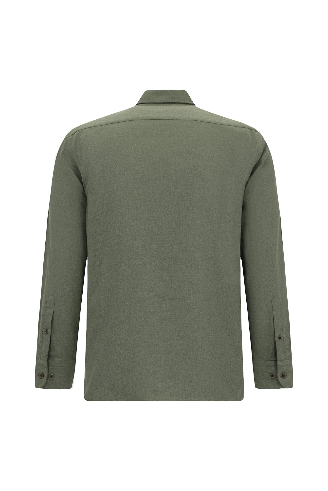Orta Haki Uzun Kol Regular Fit İtalyan Pamuk Gömlek