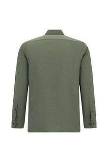 Orta Haki Uzun Kol Regular Fit İtalyan Pamuk Gömlek