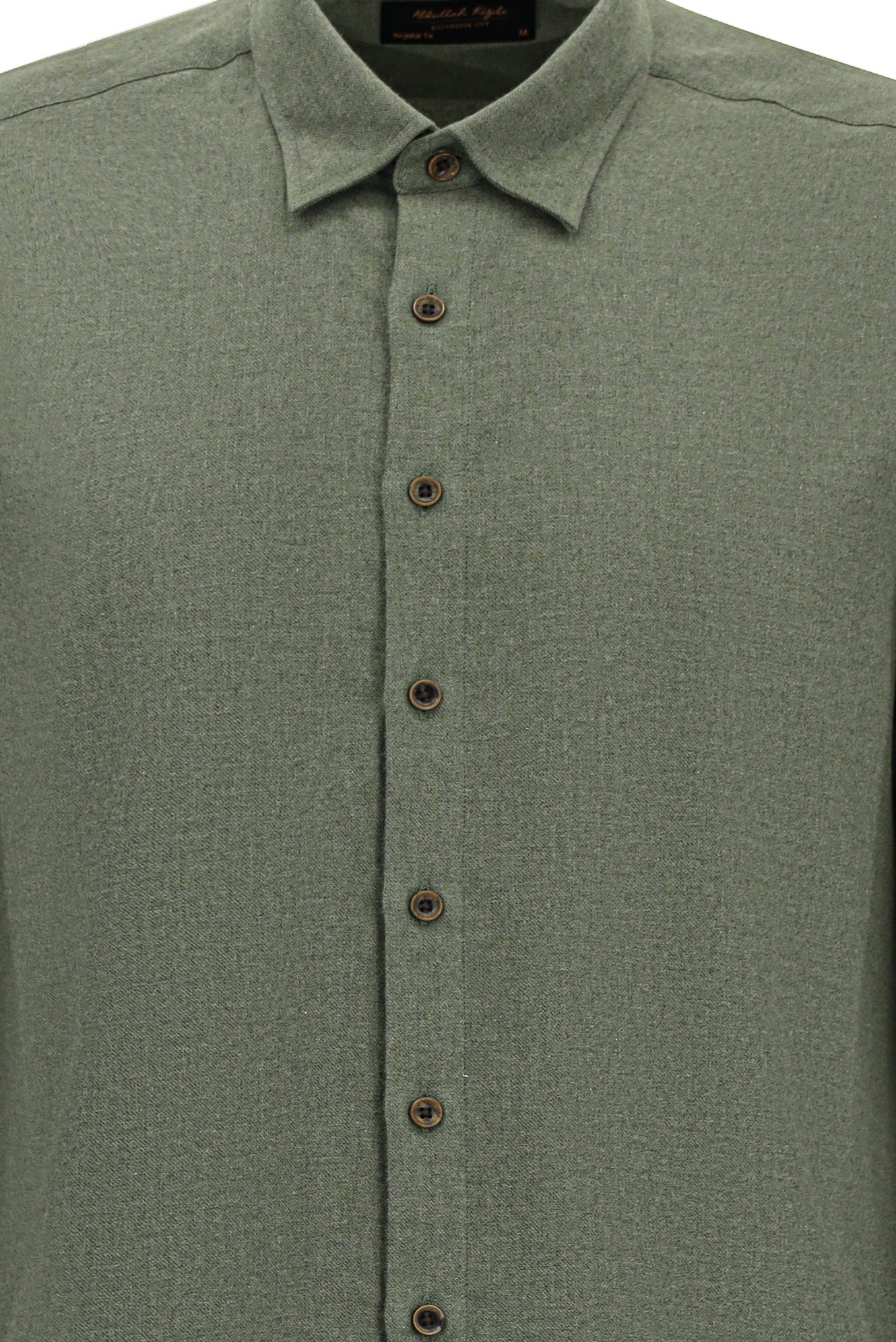 Orta Haki Uzun Kol Regular Fit İtalyan Pamuk Gömlek