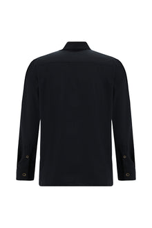 Koyu Lacivert Uzun Kol Oversize Ekstra Rahat Kesim Desenli Spor Gömlek