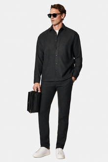 Orta Antrasit Uzun Kol Oversize Ekstra Rahat Kesim Çizgili Oduncu Gömlek