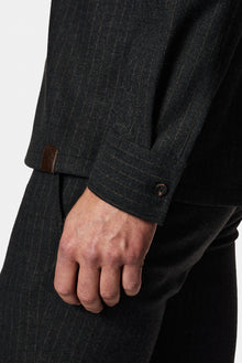 Orta Antrasit Uzun Kol Oversize Ekstra Rahat Kesim Çizgili Oduncu Gömlek