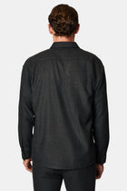 Orta Antrasit Uzun Kol Oversize Ekstra Rahat Kesim Çizgili Oduncu Gömlek