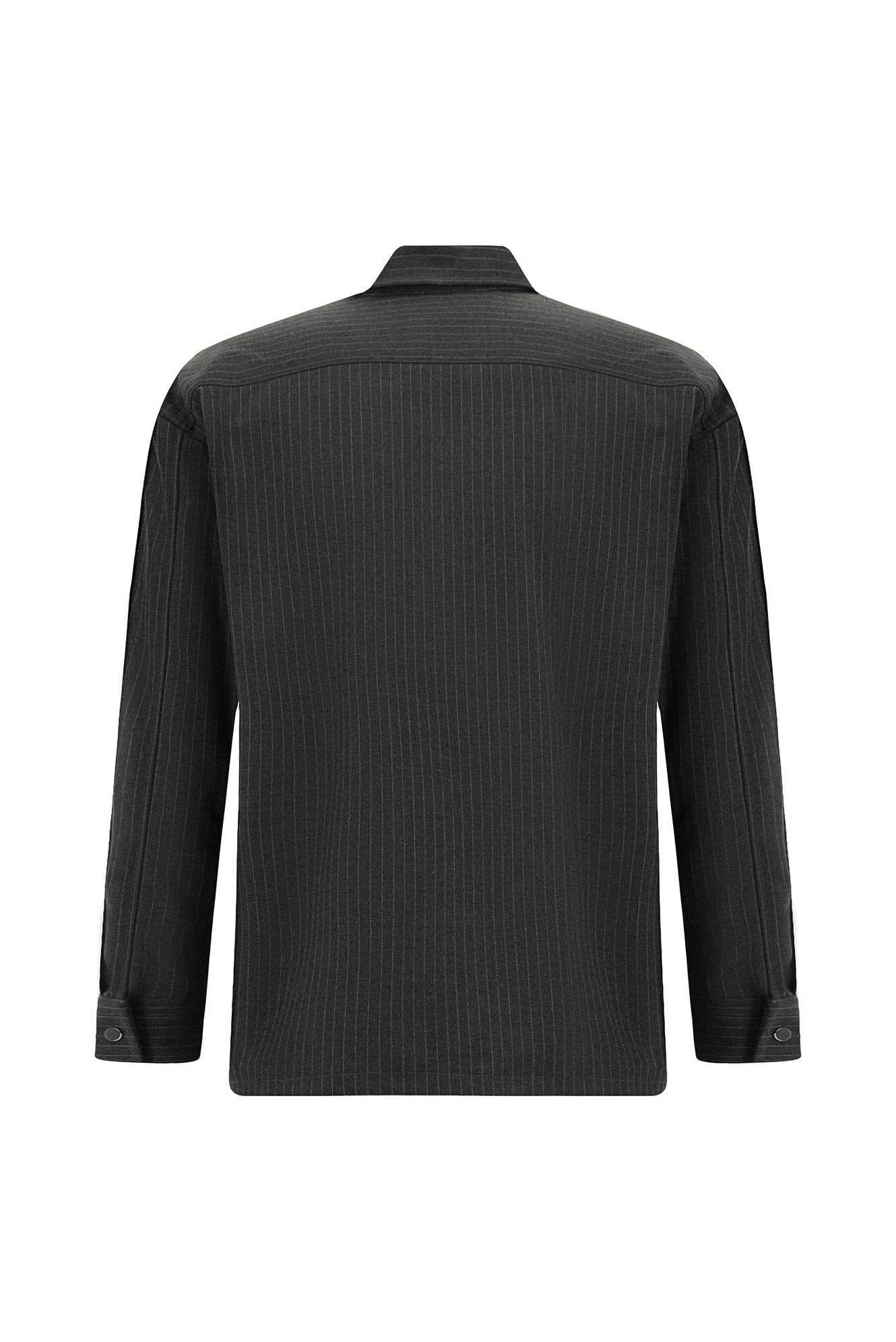 Orta Antrasit Uzun Kol Oversize Ekstra Rahat Kesim Çizgili Oduncu Gömlek