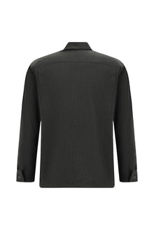 Orta Antrasit Uzun Kol Oversize Ekstra Rahat Kesim Çizgili Oduncu Gömlek