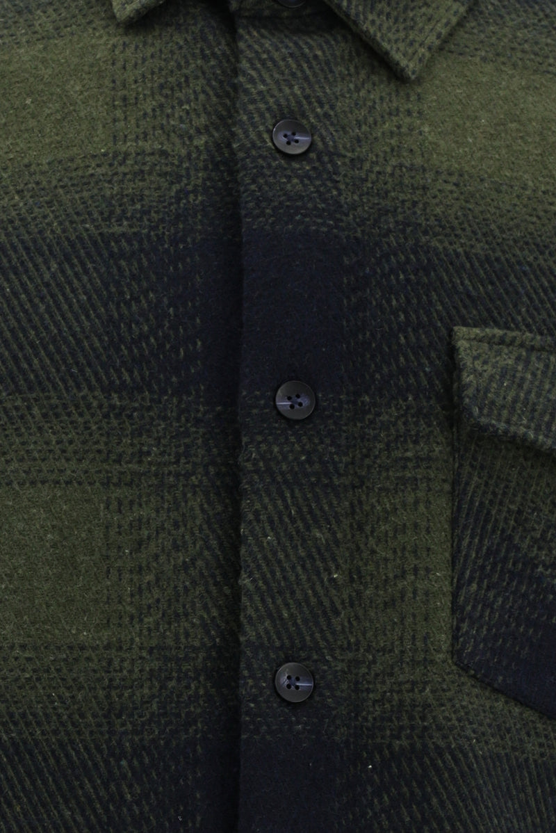 Orta Haki Uzun Kol Oversize Ekstra Rahat Kesim Pamuklu Ekose Oduncu Gömlek