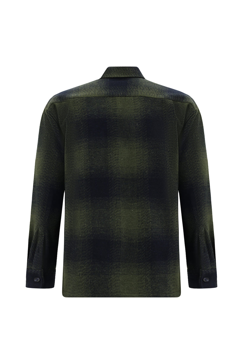 Orta Haki Uzun Kol Oversize Ekstra Rahat Kesim Pamuklu Ekose Oduncu Gömlek