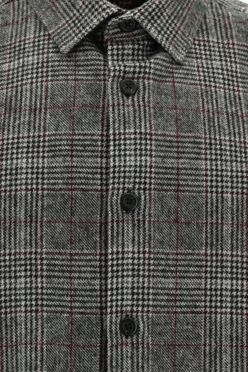 Orta Füme Uzun Kol Oversize Ekstra Rahat Kesim Yünlü Ekose Oduncu Gömlek