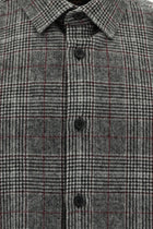 Orta Füme Uzun Kol Oversize Ekstra Rahat Kesim Yünlü Ekose Oduncu Gömlek