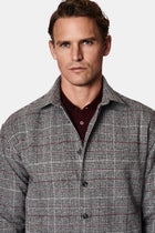 Orta Füme Uzun Kol Oversize Ekstra Rahat Kesim Yünlü Ekose Oduncu Gömlek