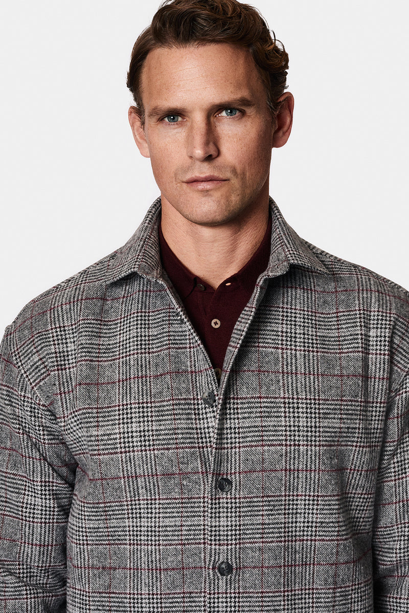 Orta Füme Uzun Kol Oversize Ekstra Rahat Kesim Yünlü Ekose Oduncu Gömlek