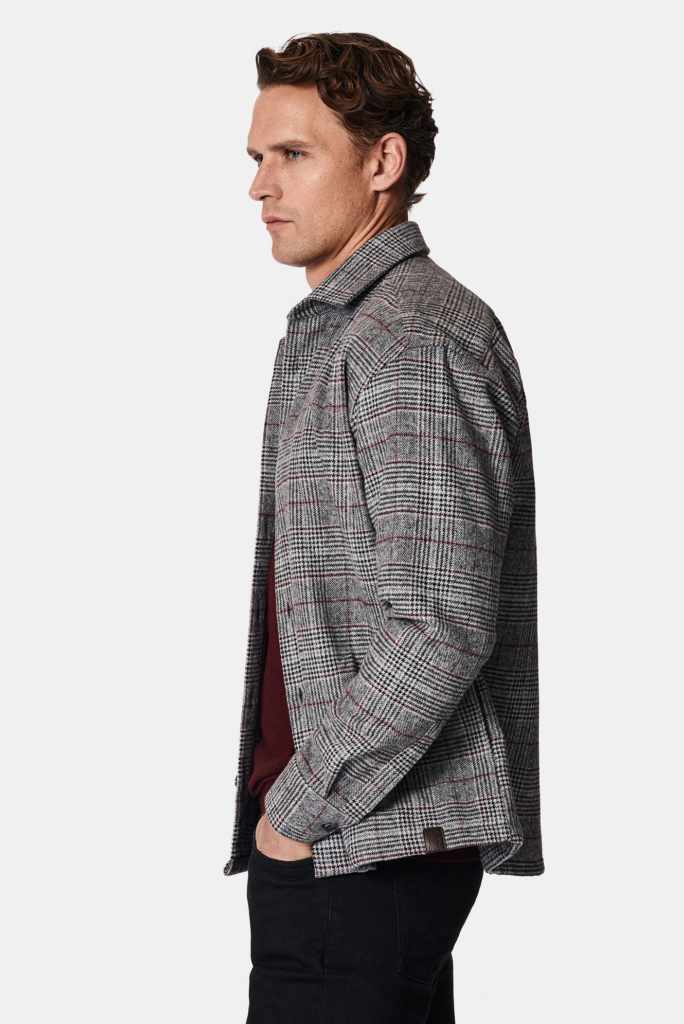 Orta Füme Uzun Kol Oversize Ekstra Rahat Kesim Yünlü Ekose Oduncu Gömlek