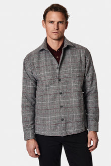 Orta Füme Uzun Kol Oversize Ekstra Rahat Kesim Yünlü Ekose Oduncu Gömlek