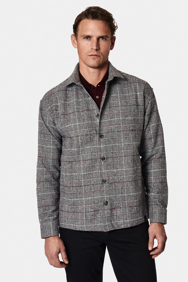 Orta Füme Uzun Kol Oversize Ekstra Rahat Kesim Yünlü Ekose Oduncu Gömlek