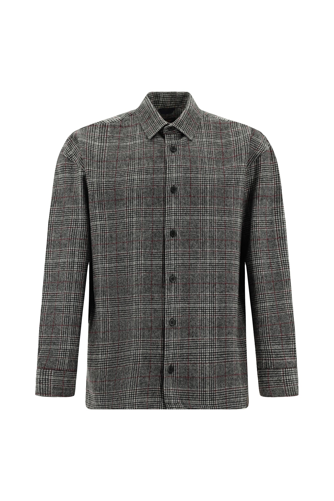 Orta Füme Uzun Kol Oversize Ekstra Rahat Kesim Yünlü Ekose Oduncu Gömlek