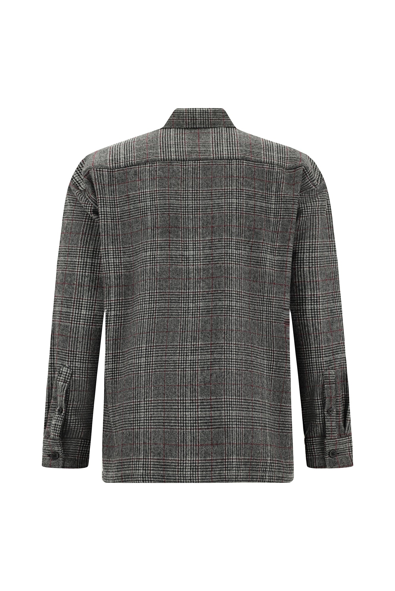 Orta Füme Uzun Kol Oversize Ekstra Rahat Kesim Yünlü Ekose Oduncu Gömlek