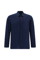 Açık Lacivert Uzun Kol Slim Fit Dar Kesim Pamuklu Desenli Örme Gömlek