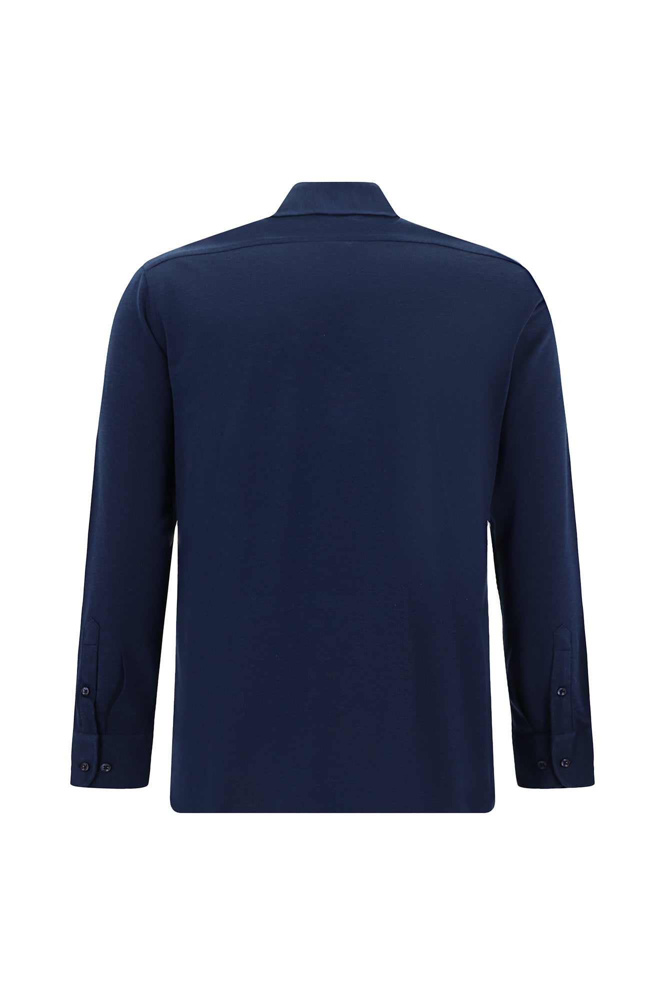 Açık Lacivert Uzun Kol Slim Fit Dar Kesim Pamuklu Desenli Örme Gömlek