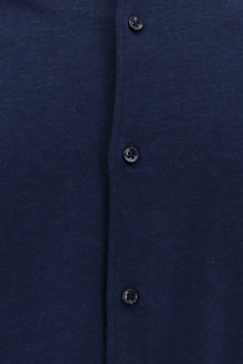 Açık Lacivert Uzun Kol Slim Fit Dar Kesim Pamuklu Desenli Örme Gömlek